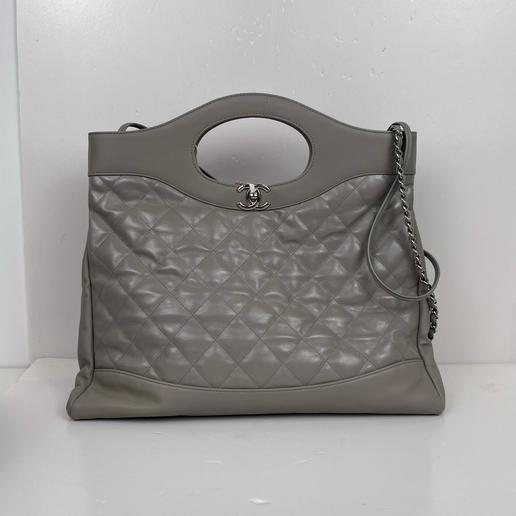 香奈儿牛皮31bag手提斜挎包底长39厘米灰色 28开