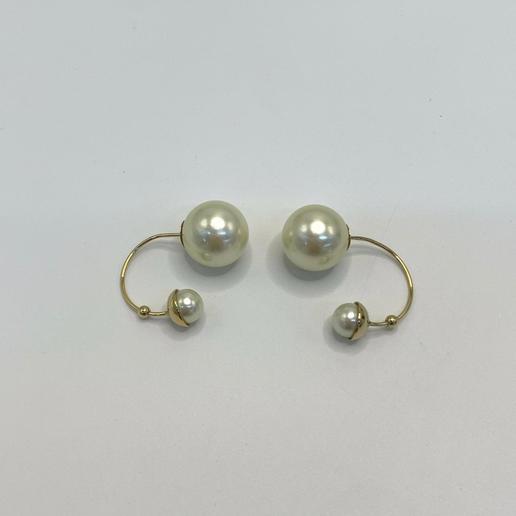 迪奥 合金白色珍珠耳钉 尘袋