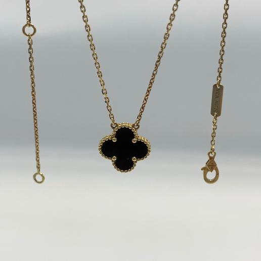 梵克雅宝 18年 黑中花四叶草项链 无配件