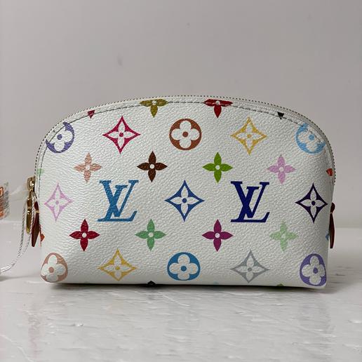 lv白三彩老花化妆包底长16芯片款