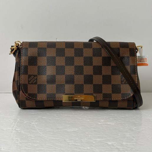 Lv棋盘格斜挎包21cm棕色