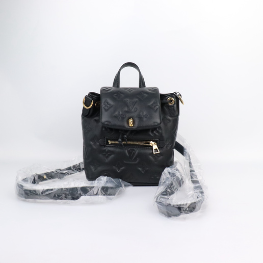 路易威登黑色羊皮Coussin Backpack双肩包芯片款